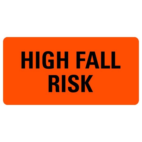 HIGH FALL RISK Labels 2" x 1" Orange Labels (500 labels)