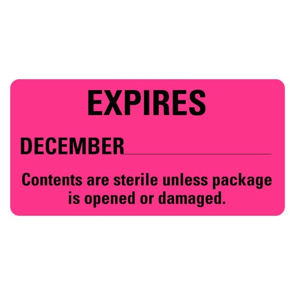 Expires In December Sterile Labels 2" x 1" Labels (500 labels)
