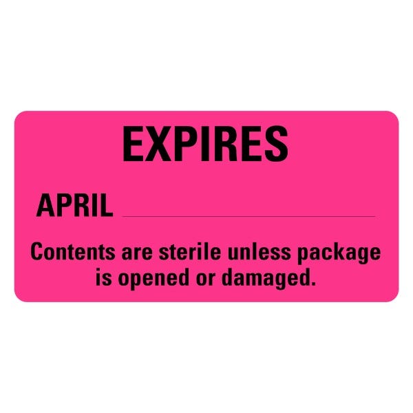 Expires April Sterile Labels 2" x 1" Labels (500 labels)