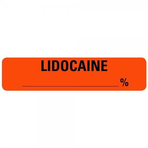 LIDOCAINE Percentage Syringe Labels 0.375" x 1.625" Labels (500 labels)