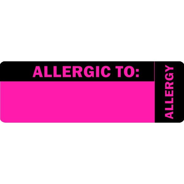 "Allergic To" Pink Allergy Labels 2" x 1" Labels (500 labels)