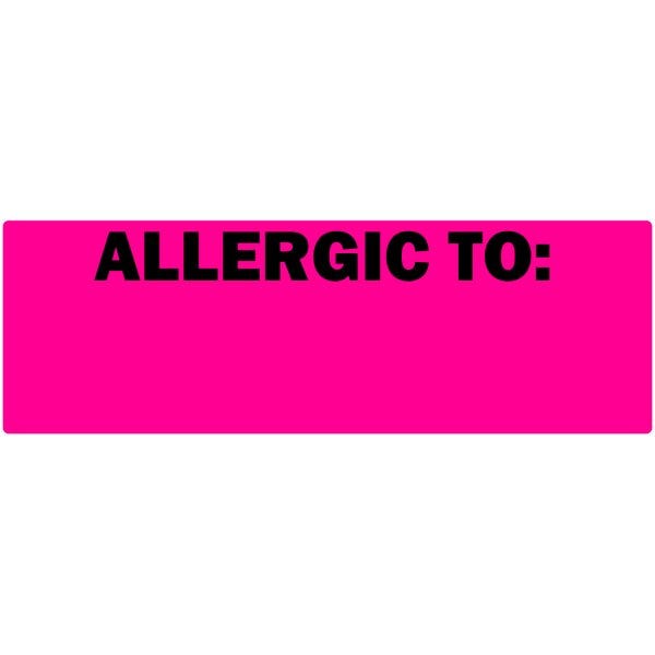"Allergic To" Fluorescent Pink Blank Allergy Labels 2" x 1" Labels (500 labels)