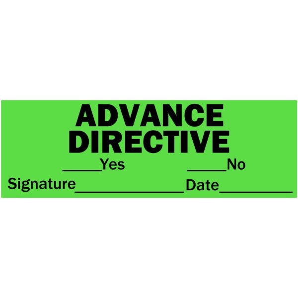2" x 1" Green Advance Directive Labels 2" x 1" Labels (500 labels)