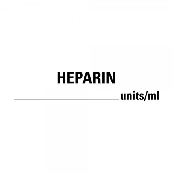 0.375" x 1.625" HEPARIN Units/Ml Drug Syringe (500 labels)