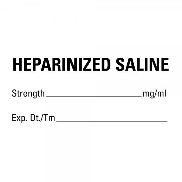 2"x1" HEPARINIZED SALINE Medical Healthcare Labels 2" x 1" Labels (500 labels)