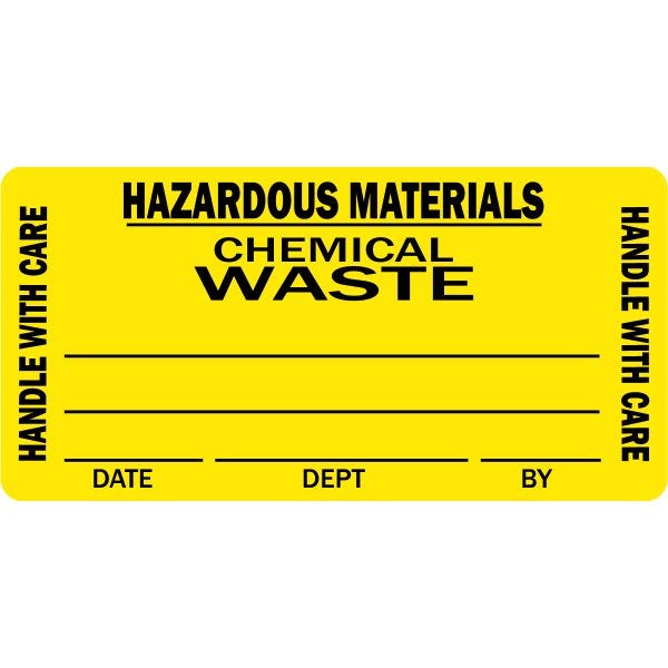Hazardous Materials Labels 2" x 1" Yellow Labels (500 labels)