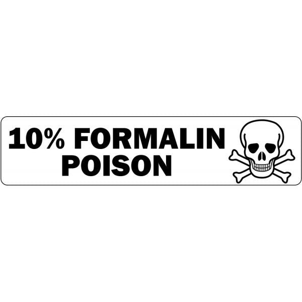 10 Percent Formalin Poison Medical Labels .375" x 1.625" Pack of 500