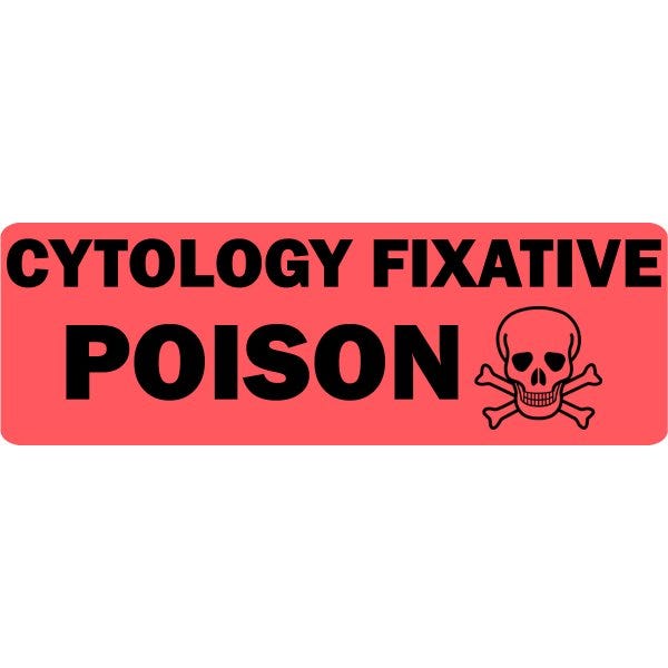 'Cytology Fixative Poison' Medical Labels 2" x 1" Red Labels (500 labels)