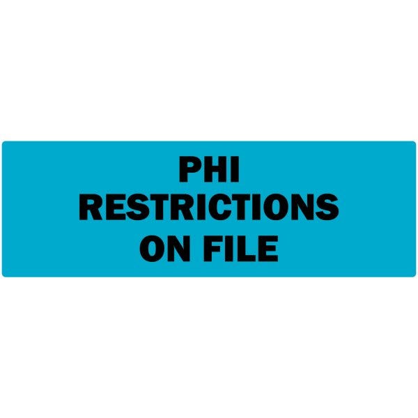 PHI Restrictions on File Labels 2" x 1" Labels (500 labels)