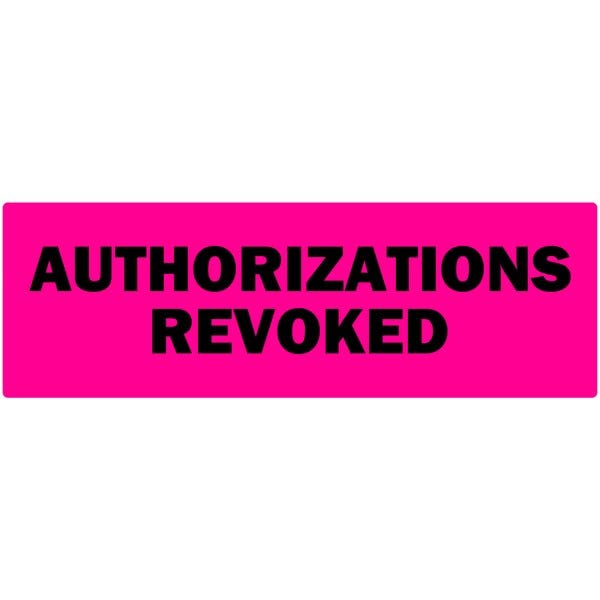 Authorizations Revoked Labels 2" x 1" Labels (500 labels)