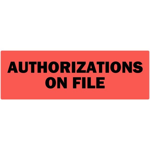 Authorizations On File Labels 2" x 1" Labels (500 labels)