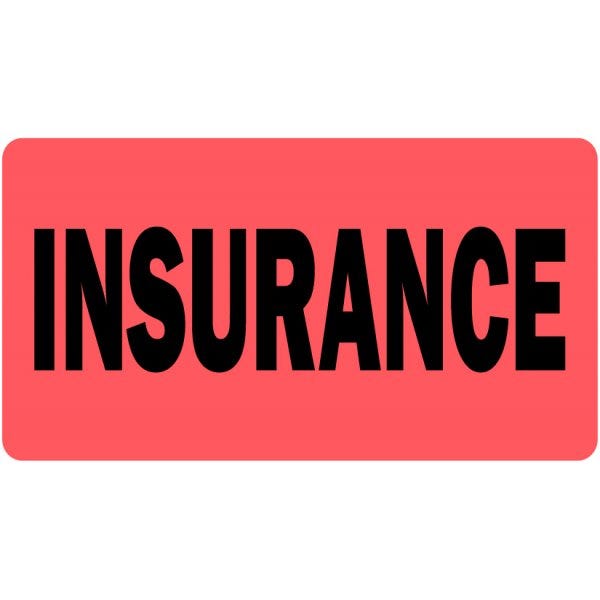 Insurance Medical Labels - 2" x 1", Fluorescent Red-Orange (500 labels)