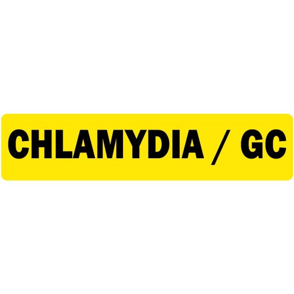 Chlamydia Labels .375" x 1.625" fluorescent yellow Chlamydia Labels (500 labels)