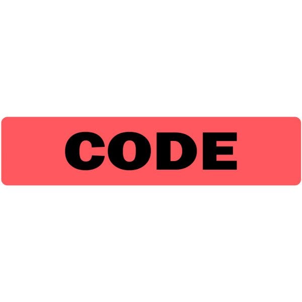 Code Medical Labels .375" x 1.625" fluorescent red medical label (500 labels)