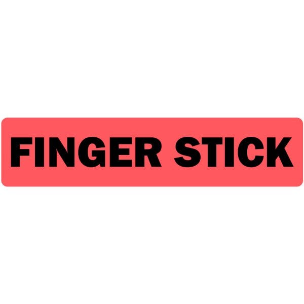 Finger Stick Medical Labels .375" x 1.625" fluorescent red medical Pack of 500