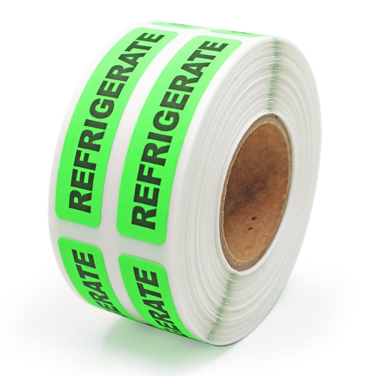 Refrigerate Stickers - Fluorescent Green 0.375" x 1.625"