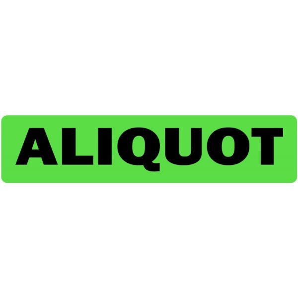 Aliquot Medical Labels .375" x 1.625" fluorescent green labels Pack of 500