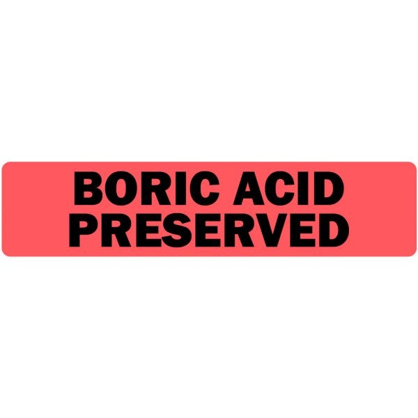 Boric Acid Preserved Medical Labels .375" x 1.625" red medical Pack of 500