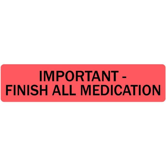 Important Finish All Medication Veterinary Labels .375" x 1.625" (500 labels)
